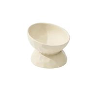 Elevated Ceramic Cat Bowl with 15° Tilt - Anti-Vomit Slow Feeder Dish for Cats & Small Dogs, Whisker-Friendly Raised Pet Bowl for Dry & Wet Food(Beige,Slanted)