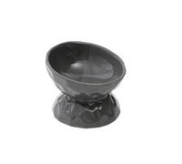 Elevated Ceramic Cat Bowl with 15° Tilt - Anti-Vomit Slow Feeder Dish for Cats & Small Dogs, Whisker-Friendly Raised Pet Bowl for Dry & Wet Food(Gris foncé,Slanted)