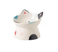 Elevated Ceramic Pet Bowl 15 Slanted Feeder for Cats Small Dogs Cervical Anti-Vomit Anti-Tip Stain- Easy to Suitable Wet Dry Food