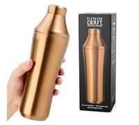Elevated Craft Hybrid Cocktail Shaker - Premium Vacuum Insulated Stainless Steel Copper Cocktail Shaker - Innovative Measuring System - Martini Shaker for the Home Bartender - 28oz Total Volume