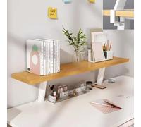 Elevated Desk 120cm Black Natural Wood & Metal Clamp On Office Shelf Space Saving Workstation Accessories for Home & Office Use