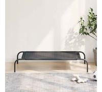 Elevated Dog Bed Black 106 x 62 cm Textilene Steel Frame Outdoor Cot Breathable