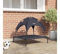Elevated Dog Bed Black Steel 71x64x71cm Foldable Outdoor Canopy Breathable Lite