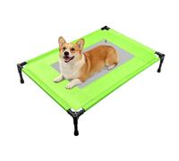 Elevated Dog Bed for Large Dogs - Outdoor Cooling Cot with Washable Breathable Mesh, Portable Raised Pet Bed with Non-Slip Feet & Waterproof Teslin, Heavy Duty & Chew Proof for Camping (Green, Small)
