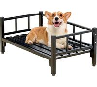 Elevated Dog Bed for Large Pets, Indoor/Outdoor Metal Frame with Fencing, Supports Pets Up to 88 lbs