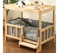 Elevated Dog Bed Frame with Removable Cushion, Small to Medium Wooden Pet Bed for Dogs and Cats, 68cm Length