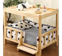 Elevated Dog Bed Frame with Removable Cushion, Small to Medium Wooden Pet Bed for Dogs and Cats, 68cm Length