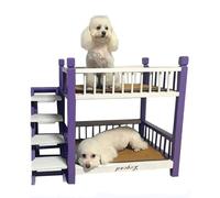 Elevated Dog Bed Frame with Steps - Sturdy Double-layer Wooden Pet Shelter for Cats and Small Dogs