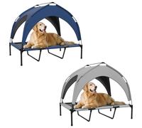 Elevated Dog Bed Outdoor Cooling Removable Canopy Raised Pet Cot Travel Garden