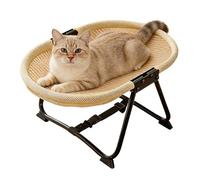 Elevated Dog Bed - Portable Foldable Iron Cloth Pet Cot 57x41x26cm Breathable Hammock Design | Non Slip Feet Washable Removable Pad Indoor Outdoor Camping Travel Sleeping Resting Cats Puppies All Seas