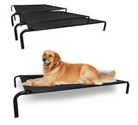 Elevated Dog Bed，Raised Dog Bed Outdoor - Durable Metal Frame Elevated Pet Cot - Waterproof & Ventilated Mesh for Cooling - Portable Foldable Design - Supports 35kg - Indestructible for Large Dogs