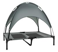 Elevated Dog Bed Steel Grey 92x76x90cm Cooling Raised Cot with Canopy UV Shade