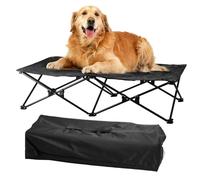 Elevated Dog Bed with Breathable Mesh, Folding Dog Cot Bed Raised Cooling Pet Cot with Carrying Bag Portable Pet Camping Cot for Indoor and Outdoor, 52x26.8x11.8 inch (Black, Extra Large)