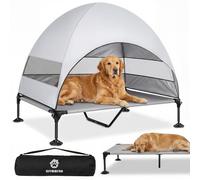 Elevated Dog Bed with UV-Proof Canopy, Raised Outdoor Dog Tent with Powerful Anti-Slip Feet, Portable Pet Cot with Wider Shade, Raised Cooling Bed for Camping, Backyard, Beach (Grey, XL)