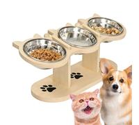 Elevated Dog Bowl, Adjustable Cat Bowls | Ergonomic Puppy Bowl For Pets, Pet Feeder With Triple Bowls Stand Design, Slow Feeder, Mealtime Cat Item Ideal For Indoor Outdoor Home Camping Balcony Use