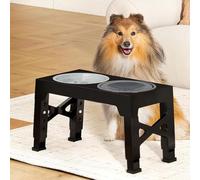Elevated Dog Bowl,Foldable 5 Height Raised Dog Bowl Stand with Slow Feeder Bowl, Non-Spill Slow Water and Stainless Steel Bowls,3-in-1 Dog Bowls for Small to Large Dogs