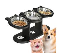 Elevated Dog Bowl Pet 15° Angled Height Adjustable Feeder with 3 Bowls