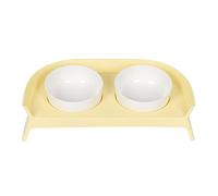 Elevated Dog Bowl Set, Double Dog Food Bowl with Non - Slip Mat for Cats & Dogs,Pet Bowls Easy to Clean, Dog Food Bowl for Small Medium Pets (Yellow White)