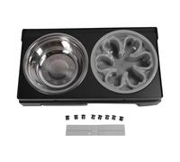 Elevated Dog Bowl Stainless Steel Adjustable Height Foldable Raised Pet Slow Feeder with Dual Bowls and Anti Slip Base for Large Dogs Indoor Outdoor Use
