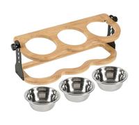 Elevated Dog Bowl Stand,Dog Bowls Elevated Food Container | Height Adjustable Pet Supplies with 3 Stainless Steel Plates, Tilted Station Water Feeder for Small to Large Breed