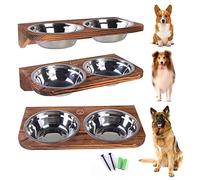 Elevated Dog Bowl Stand Mounted Elevated Pet Feeder Includes 2 Stainless Steel, Adjustable Dog Bowls for Medium-Large Dogs and Raised Dogs Dog Food Bowls 44 Oz