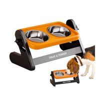 Elevated Dog Bowl Stand - Non Slip Double Dish Holder for Small Pets | Stainless Steel Bowls with Stable Base Frame, Raised Pet Feeding, Comfortable Eating Height for Puppy Kitten Indoor Outdoor Use