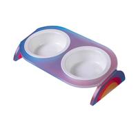 Elevated Dog Bowl with Feeders, Heavy Duty, Rainbow blue double, C | Splash-Resistant Design, Easy-Clean, Heavy Duty Ceramic for Eating and Comfortable Dining