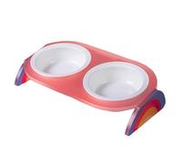 Elevated Dog Bowl with Feeders, Heavy Duty, Rainbow double, B | Ceramic Bowl for Eating with Splash Proof Features, Comfortable Dining and Easy Cleaning