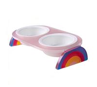 Elevated Dog Bowl with Feeders, Heavy Duty, Rainbow Transparent, A | Splash-Resistant Design, Easy-Clean, Heavy Duty Ceramic for Eating and Comfortable Dining