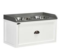 Elevated Dog Bowls-21L Storage, Large Dogs/Cats-White