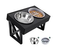 Elevated Dog Bowls 3 Adjustable Heights Raised Food Water Bowl with Slow Feeder Standing for Medium Large Dogs(C-3 Bowls)
