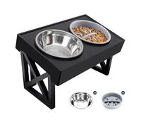 Elevated Dog Bowls 3 Adjustable Heights Raised Food Water Bowl with Slow Feeder Standing for Medium Large Dogs(B-2 Bowls)