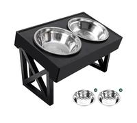 Elevated Dog Bowls 3 Adjustable Heights Raised Food Water Bowl with Slow Feeder Standing for Medium Large Dogs(A-2 Bowls)