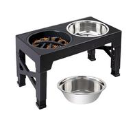 Elevated Dog Bowls | 5 Heights Adjustable Dish Stand - Stainless Steel Dog Food Bowls Slow Feeder Dish - For Pet Puppy Cat Feeding Eating Drinking Home