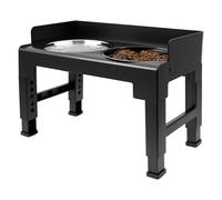 Elevated Dog Bowls,5-Speed Adjustment Large Stable Chassis Four-Corner Anti-Slip Bracket Fixed,4.5cm High Baffle Design,Bowl Rack Can Be Separated and Fully Disassembled for Big and Small Dogs(black)