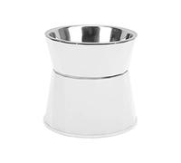 Elevated Dog Bowls, Cat Stainless Steel Bowl Stand Raised Dog Bowl Slow Feeder Dog Bowls Heavy Duty Water Fountains and Slow Feeders for Large Dogs (White [High Double Bowl])