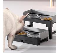 Elevated Dog Bowls Dog Feeder with Slow Feeder 6 Heights Adjustable Raised Double Bowls Dog Food & Water BowlsNon-Slip & Anti-Dust Dog Food Bowl for Small Large Dogs