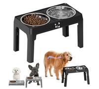 Elevated Dog Bowls, Dog Feeding Station, Elevated Dog Bowls for Large Dogs with 2 Stainless Steel Bowls, Non-Slip and No Spill, for Small Medium & Large Dogs black