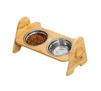 Elevated Dog Bowls - Dog Food Bowl | Non-Slip Pet Feeder Stand, Adjustable Pets Supplies, Easy To Use And Multipurpose Wooden Animal Accessories Portable For Neater And Floor Feeding
