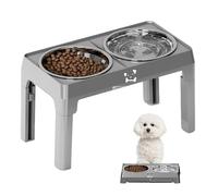 Elevated Dog Bowls, Dogs Water Bowl with Stand, Detachable Hygiene Solution, 5-Height Adjustable Raised Feeding Station, for Small, Medium, Large Breeds, Cats, Puppies, Kittens, 16.93x9.65x9.45 Inches