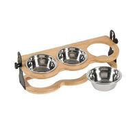 Elevated Dog Bowls, Elevated Dog Bowls with Stand, Feeding Station with 3 Stainless Steel Plates, Tilted Dish Set Water Feeder Pet Supplies for Small Cats Puppy