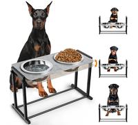 Elevated Dog Bowls for Extra Large Dogs, 4 Height Adjustable Tilted Raised Dog Bowl Stand with 2 Stainless Steel 150 oz Bowls, 16.1" Tall Dogs Bowl Stand Feeder for Giant Breed