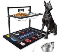 Elevated Dog Bowls for Large and Extra Large Sized Dogs, Raised Dog Bowl Stand Adjustable Height with Two 3000ML(13-14cups) Stainless Steel Pet Food Bowls, Metal Raised Pet Bowl Stand with Mat