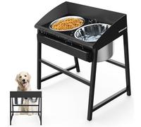 Elevated Dog Bowls for Large Dog, 15“ Tall Raised Food and Water Bowl Set with Stand, Full Metal Spill Proof Design and Stainless Bowls for Indoor & Outdoor Use