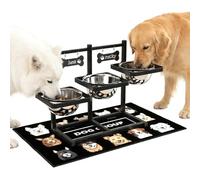 Elevated Dog Bowls for Large Dogs, 6 Height Adjustable Raised Stand with Mat, Two Signature Cards and Three 1700ML Bowls, for Large Breed and Multi-Pet Households