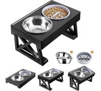 Elevated Dog Bowls For Large Dogs, Medium And Small, 15 Tilted Adjustable Raised Dog Bowl Stand With 1 Slow Feeder Dog Bowl