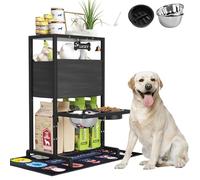 Elevated Dog Bowls, Height Adjustable Raised Dog Bowl Stand (4.5'' to 12''), Organizer Bowl Holder for Large Medium Dogs