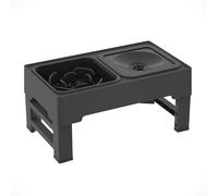 Elevated Dog Bowls Set, Black, Anti-Choke Slow Feeder with Floating Water Bowl, Height Adjustable Stand, Double Pet Feeding Station
