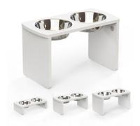 Elevated Dog Bowls, Waterproof Raised Dog Bowl for Medium & Large Dogs, HIPS Poly Lumber Stand with 2 Stainless Steel Bowls, Indoor & Outdoor Use (13'' Tall-68 oz Bowl, White)