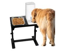 Elevated Dog Bowls with Water Dispenser and 304 Stainless Steel Bowl, Adjustable to 6 Heights, 2.75" to 14.6", Raised Dog Food Bowls for Small, Medium & Large Sized Dogs, Tilted Angle